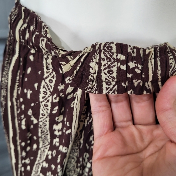 PLANCHE - Women's Striped Tribal  Elastic Waist Loose Straight Leg Long Pants - Picture 4 of 10